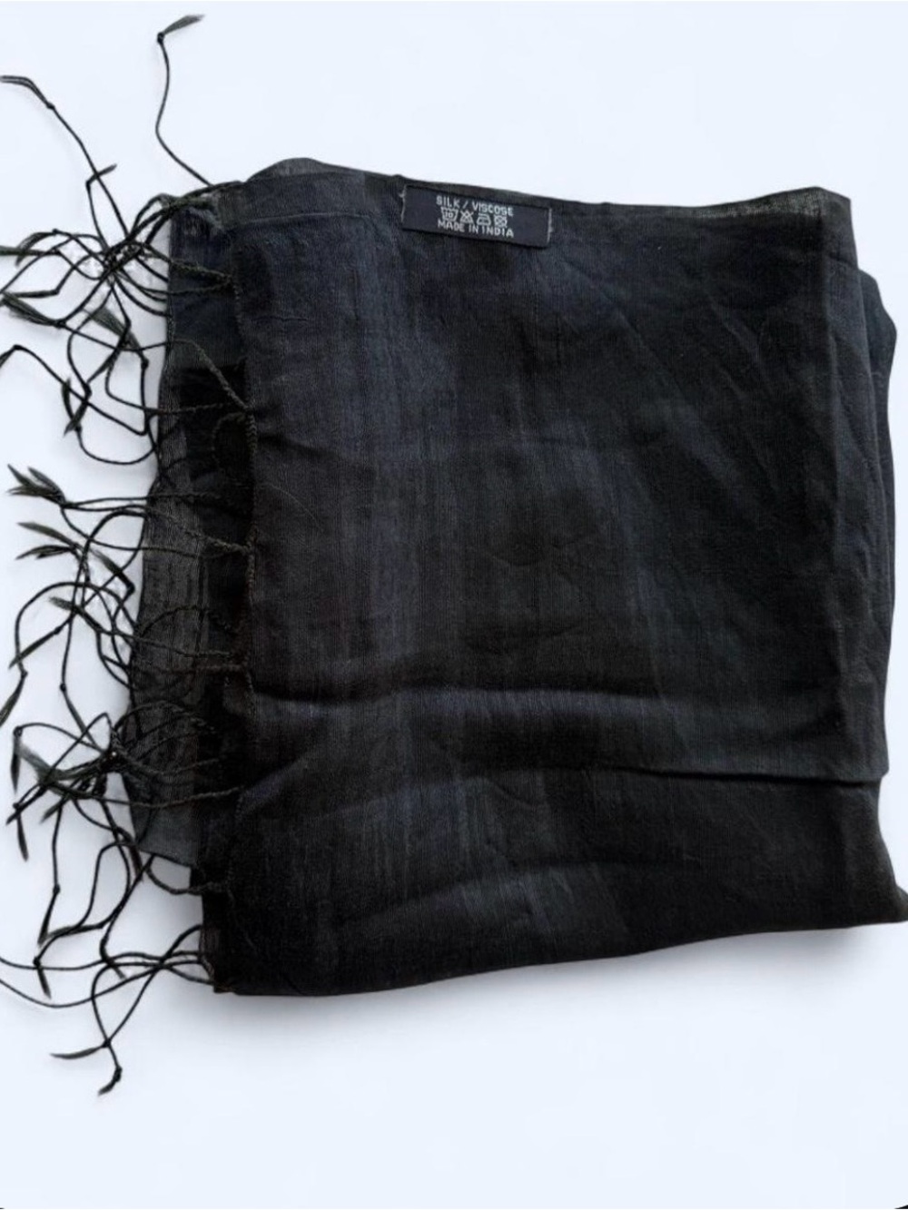 NEW Black Silk-Blend Scarf -lightweight